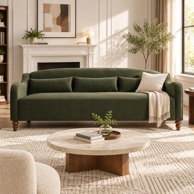 3-Seater Chenille Sofa with 3 Lumbar Pillows by Harper&Bright Designs