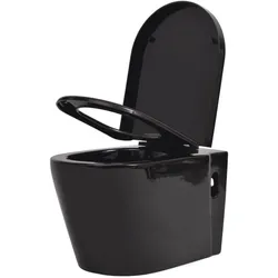 vidaXL Wandmontierte Toilette Keramik Schwarz