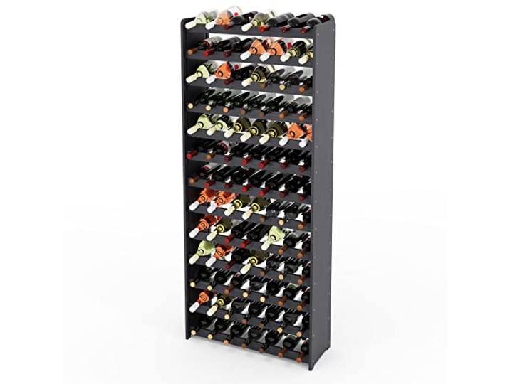 Lenmar Serie RW Weinregal aus Holz für Flaschen, Anthrazit, Braun, Natur, RW-3, 13-15 liegen, für 91-135 Flaschen, Wein, Flaschenregal (Anthrazit, RW-3-91, 172 x 72 x 26,5, für 91 Flaschen)