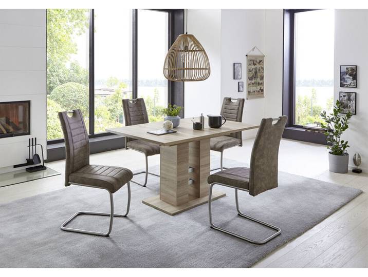 Tischgruppe Ulla 5-teilig Sonoma Eiche Optik/Microfaser Schlamm