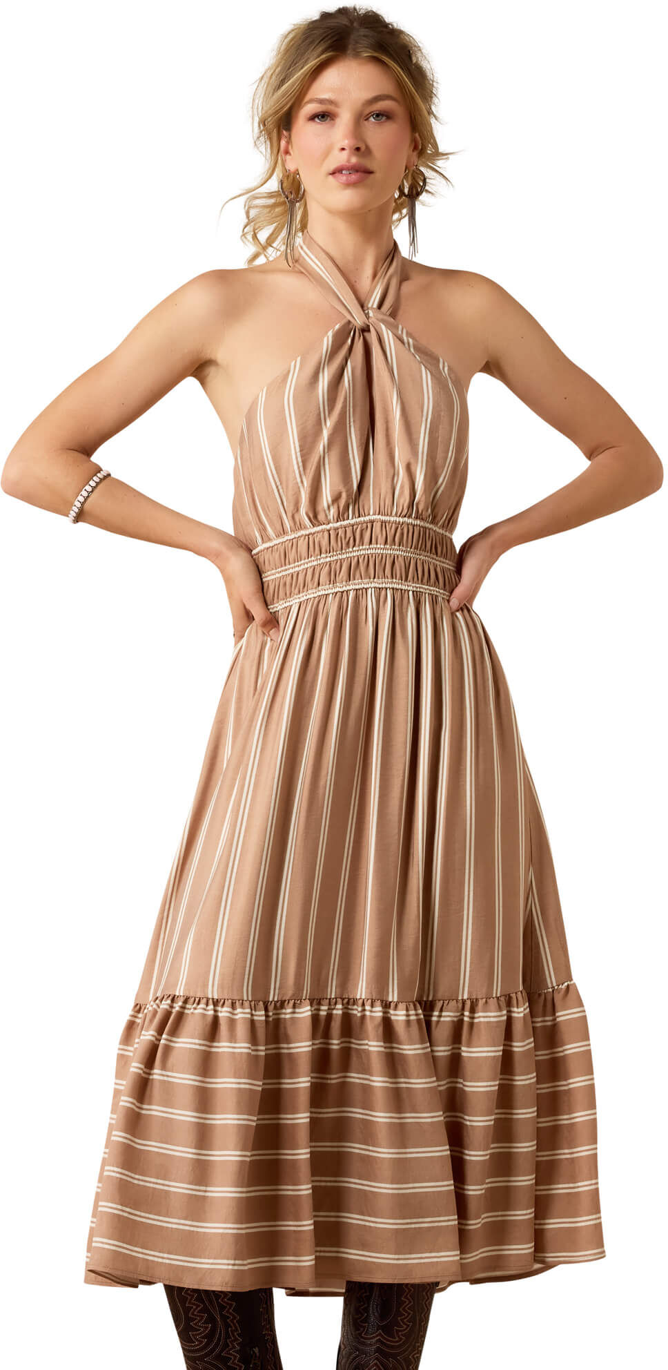 Women's Lena Dress in Toasted Stripe, Size: Large by Ariat