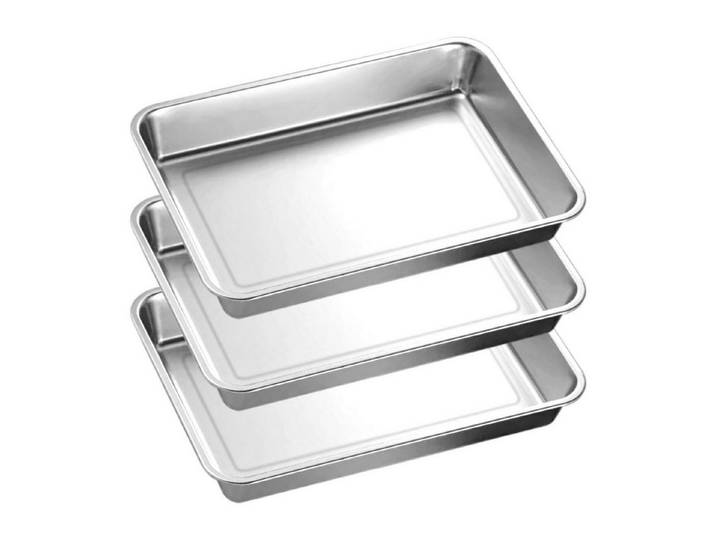 LuxusKollektion Backblech 3x Backblech Edelstahl 40x30x4,8cm, Metall, (3-St)