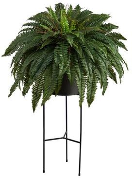 Nearly Natural "51"" Boston Fern Artificial Plant in Black Planter with Stand - 40"""
