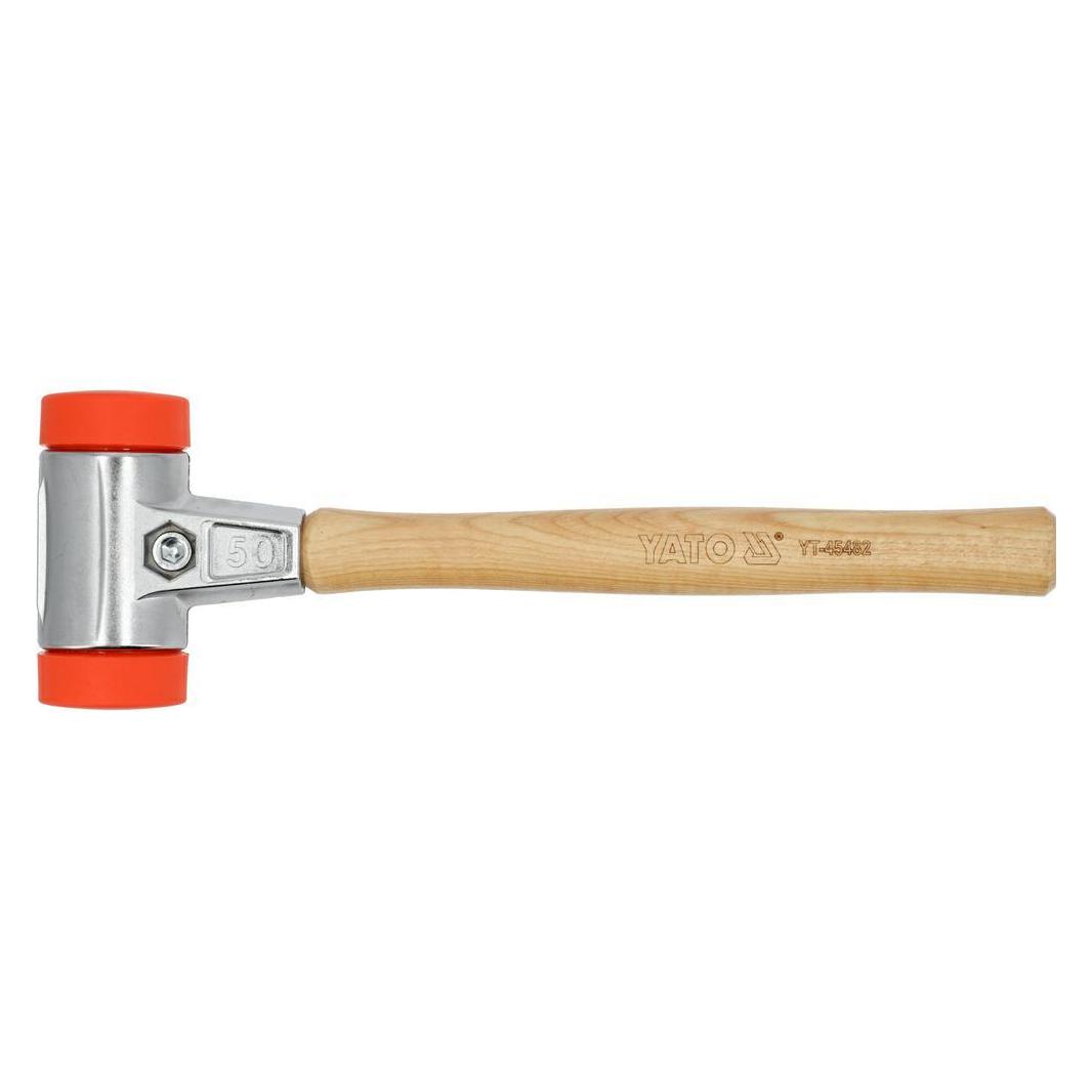 Yato Pflasterhammer Schonhammer, 50 mm,Gummihammer, Einsätze Ultra-Polyethylen (830 g) (YT-45482)
