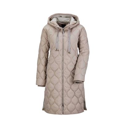 Langmantel GOLDNER "Wintermantel mit Stehkragen und Kapuze", Damen, Gr. 42, beige (taupe), Obermaterial: 100% Polyamid PA., Rippe, Mäntel, mit seitlichen Reißverschlüssen
