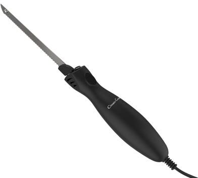 Electric Carving Knife - 8-Inch Serrated Stainless-Steel Blade Cutter with Comfort Grip Handle by Classic Cuisine (Black)