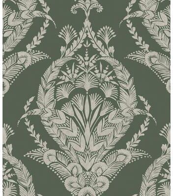 A-Street Prints Arlie Evergreen Botanical Damask Wallpaper