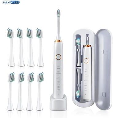 Uplifted Finds Sarmocare S100 USB Rechargeable Sonic Electric Toothbrush white 8 Heads