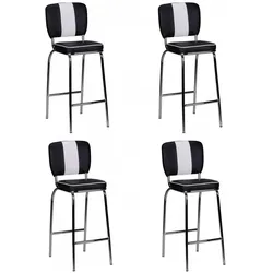 FineBuy, Barhocker, Barhocker 4er Set Kunstleder Schwarz