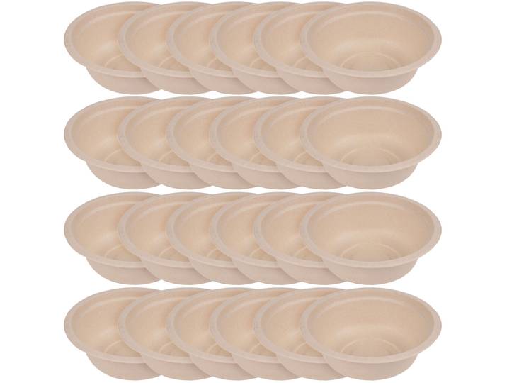 Schüssel aus Zuckerrohr 24er-Set, Teller biologisch abbaubar, 350 ml