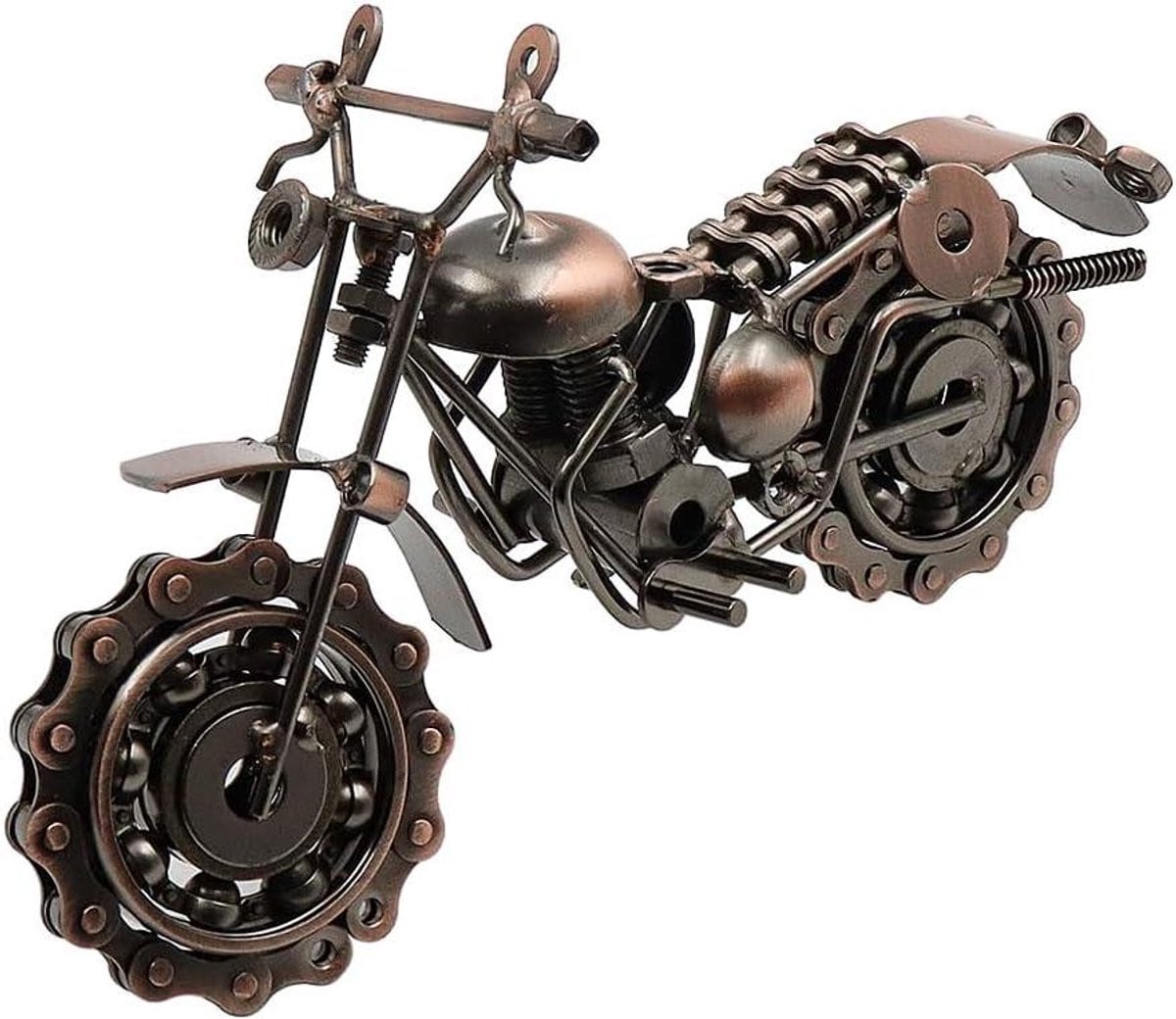 Handgemaakte ijzeren vintage motorfiets decoratie - Zwart - Kunstobject voor op tafel
