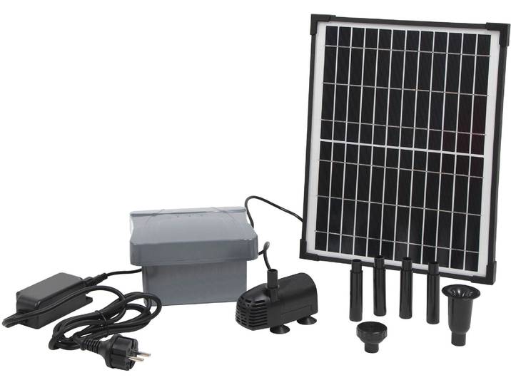 Springbrunnenpumpe UBBINK SolarMax 600 Accu inkl. PowerControl , schwarz (schwarz, silber), Pumpen, Springbrunnenpumpe, Hybrid-Funktion