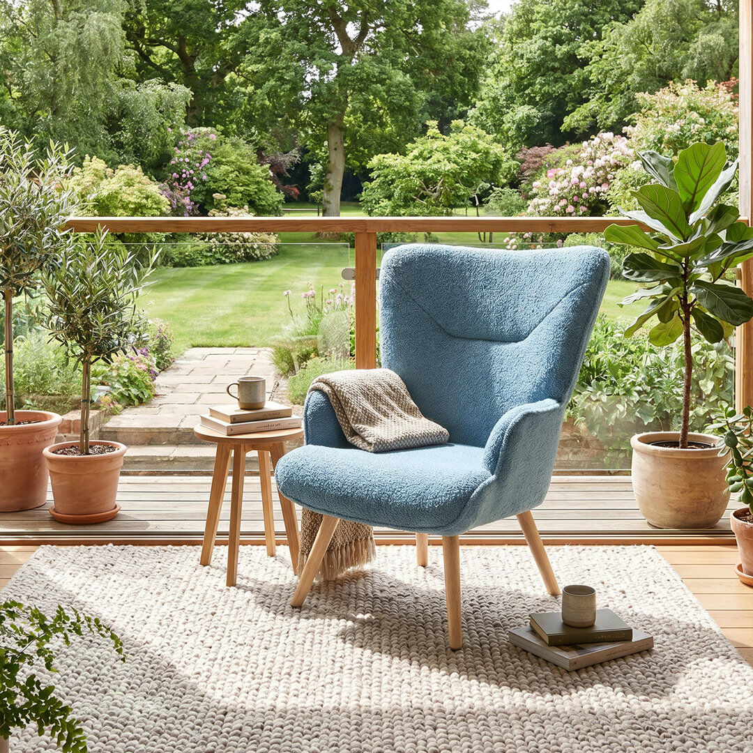 Goeurvant Eng Upholstered Armchair Dusty Blue 93cm H X 65cm W X 44.5cm D
