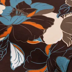 Blusenstoff  "Blumen", braun/petrol