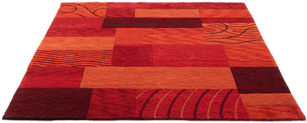 Theko Handmade Wool Carpet Red Rectangular 120cm x 180cm