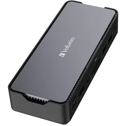 Verbatim Pro CDS-15 (USB-C, 15 Ports), Dockingstation + USB Hub, Grau, Schwarz