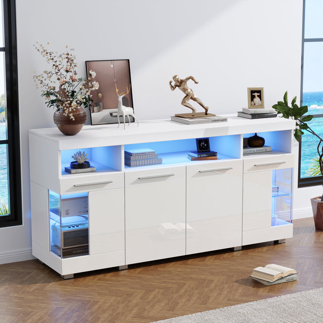 Metro 140cm Sideboard White 70cm H X 140cm W X 40cm D