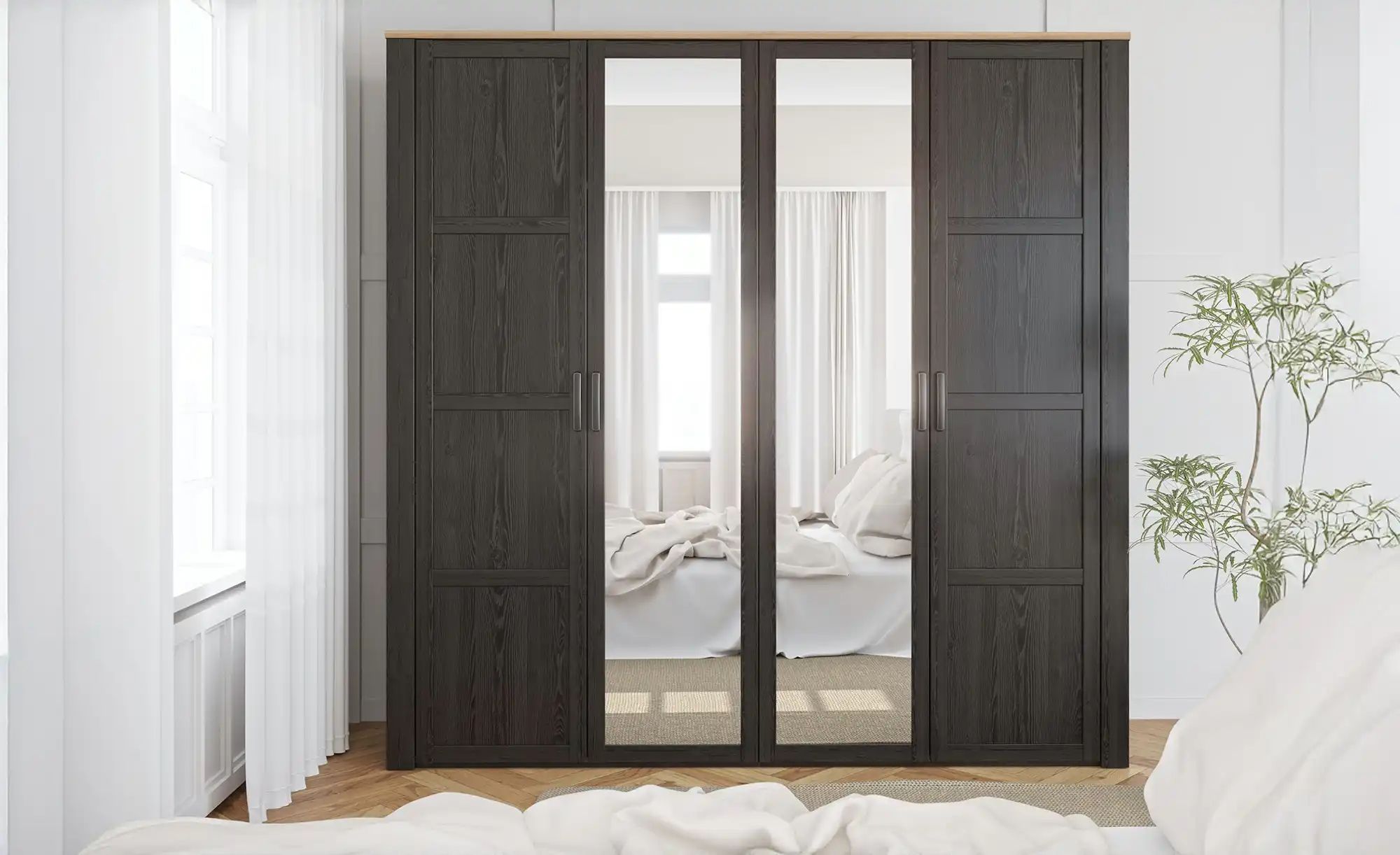 Höffner Drehtürenschrank  Toneo ¦ schwarz ¦ Maße (cm): B: 215 H: 215 T: 60.0