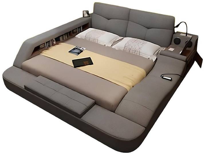 Xlmoebel Multimediabett Exklusives Polsterbett im edlen Lederdesign für erholsame Nächte (Polsterbett, 1-tlg., Bett), Hergestellt in Europa