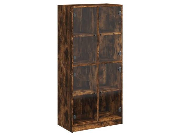 KGFHERENB Highboard Räuchereiche 68x37x142 cm Holzwerkstoff Schrank Vielseitiger Anrichteschrank mit 8 Fächern und Glastüren für Wohnzimmer oder Flur. Staubgeschützte Aufbewahrung.