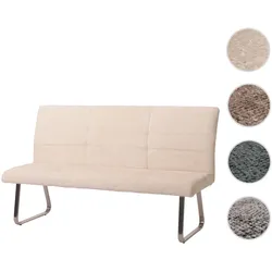 Sitzbank HWC-G55, Esszimmerbank Bank, Edelstahl gebürstet Stoff/Textil Chenille, 180cm ~ creme