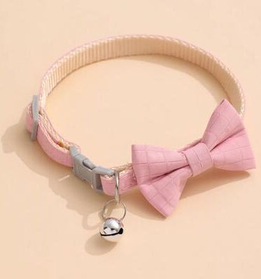 Inspired Finds Elegant Bow Bell Pet Collar For Cats & Small Dogs Adjustable Cute Everyday Neck Accessory pink