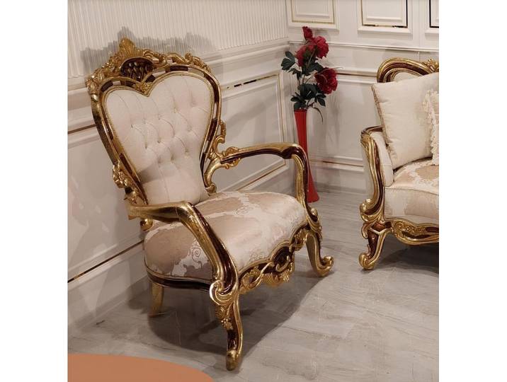 Xlmoebel Ohrensessel Luxus Chesterfield Sessel mit goldenen Akzenten aus Textil (1-St., Luxus Chesterfield Ohrensessel), Made in Europa