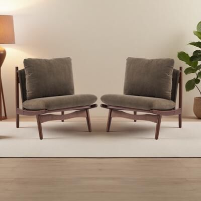 ZWYO HOSIMU "24"" Accent Chair Set of 2, Solid Wood Frame Upholstered Lounge Chairs for Living Room & Bedroom"