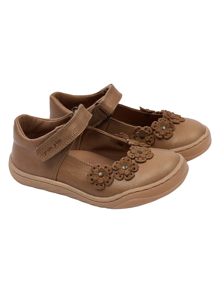 POM POM Leder-Ballerinas in Hellbraun - 28