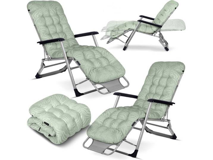 Chaise longue de jardin pliable - Sofotel - Coussin ChillWell - Ensemble 2 pièces - Vert clair - Réglable