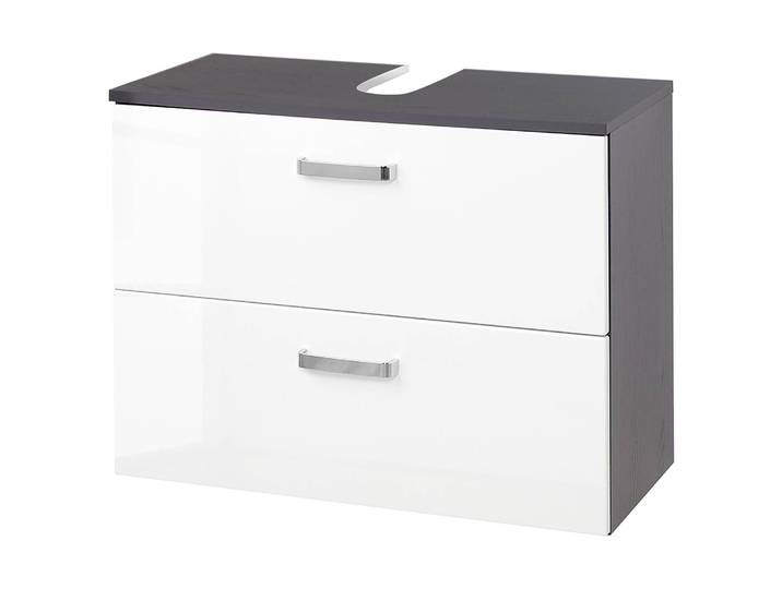 Waschbeckenunterschrank I 70cm Weiß/Hochglanz Weiß/Graphit