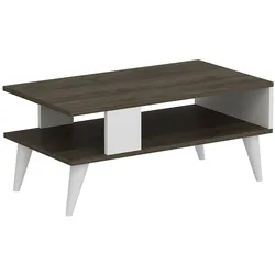 Helloshop26 - Couchtisch mit Stauraum 40 x 90 x 45 cm Walnuss/Weiß-Optik