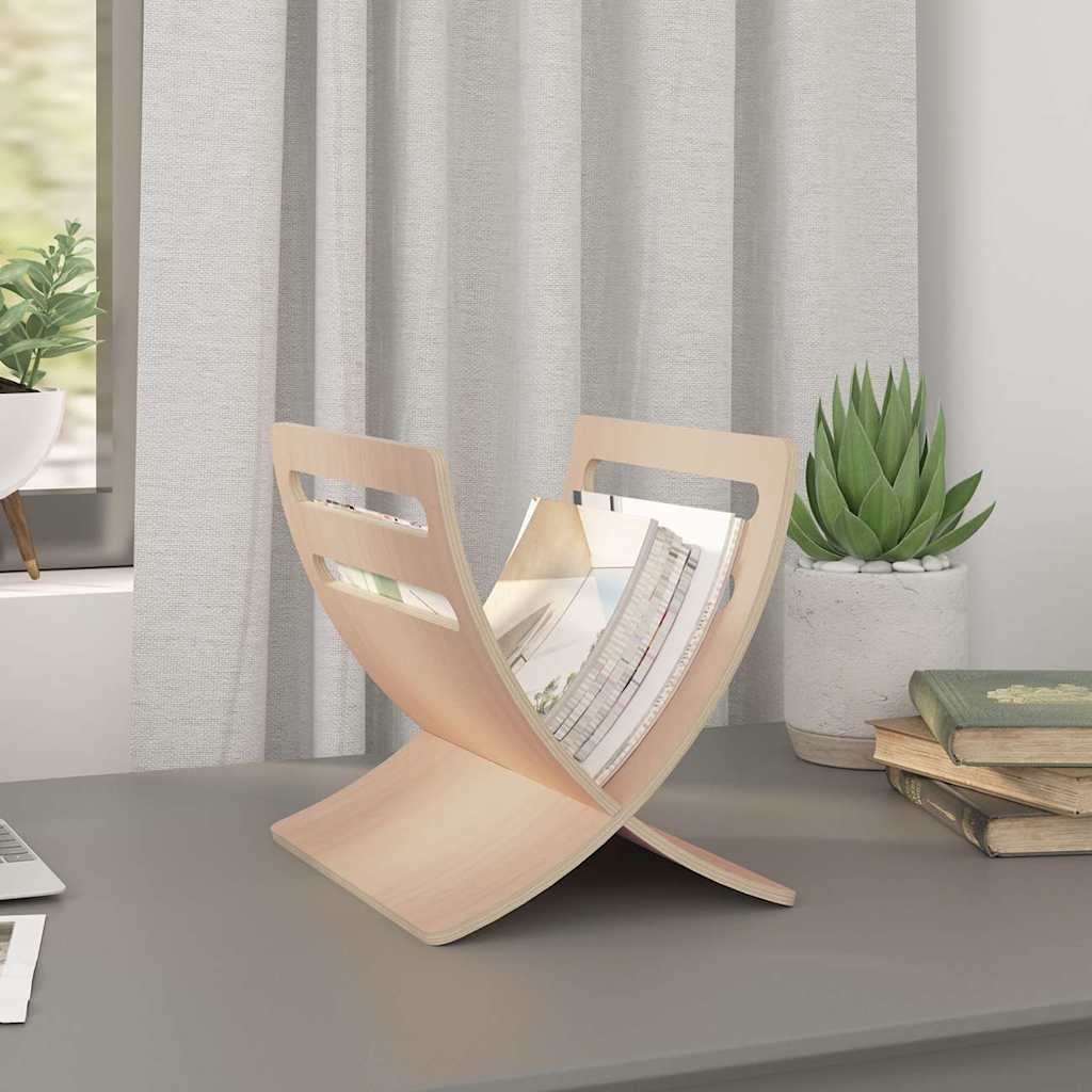 vidaXL Revistero de madera de pie color natural Beige