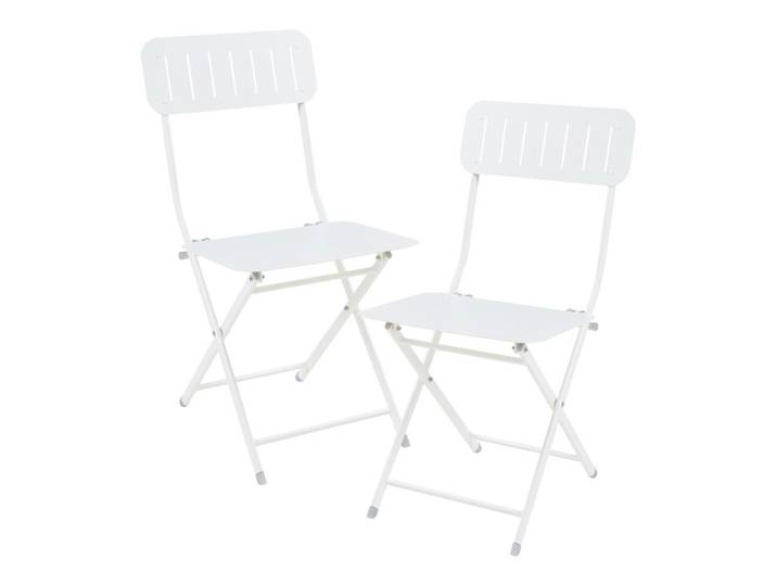 [en.casa] Gartenklappstuhl-Set 2 Tlg. Sande, Weiß, Metall, 42x84.5x50 cm, Gartenmöbel, Gartenstühle, Gartenklappstuhl
