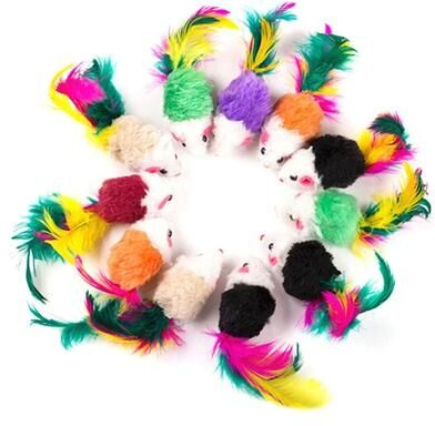 Uplift Picks Assorted Rattle Mouse Cat Toy Set For Indoor Kittens Chasing Catching Biting And Play random Color 15 Pcs