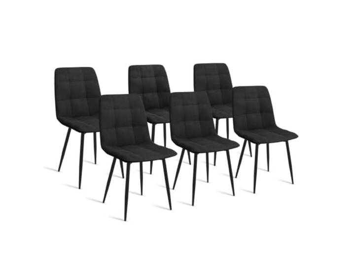 IDMarket - 6er-Set Esszimmerstühle Mila aus schwarzem Samt
