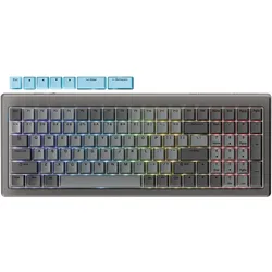 Ducky Cushion 98 Gaming-Tastatur, 96%, US-Layout (ANSI), Shush Green Switches - Nickel (US, Kabelgebunden, Kabellos), Tastatur, Grau