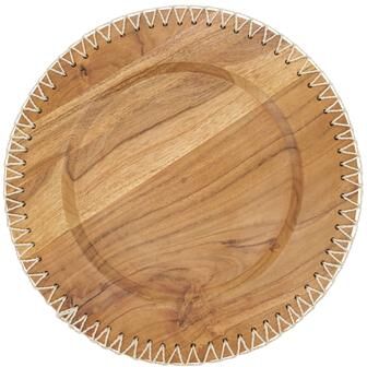 Saro Lifestyle Rustic Stitched Edge Wood Charger (Set of 4)