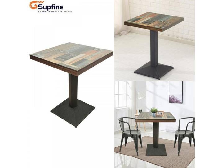 SUPFINE Table de Salle à Manger Vintage Carrée pour Bar et Cuisine Restaurant pour 2-3 Personnes 60 X 60 X 75cm
