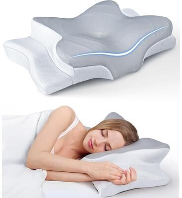 Handpicked Choices Cooling Ergonomic Neck Support Pillow Memory Foam Cervical Pillow For Pain Relief And Deep Sleep Comfort dark Gray