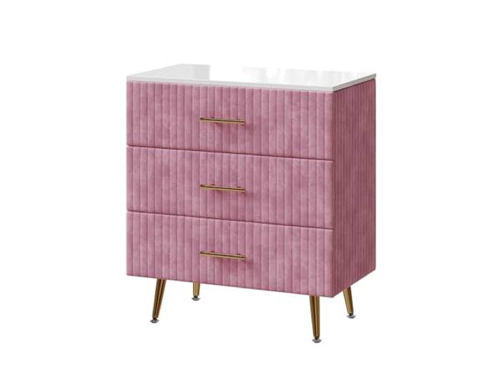 Vicco Kommode Velia , Rosa, 70 x 78.5 cm mit 3 Schubladen, zur Aufbewahrung von Kleidung und Alltagsgegenständen