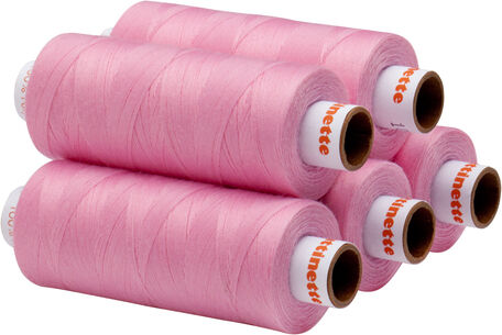buttinette Universal-Nähgarn, Stärke: 100, 5er-Pack, rosa