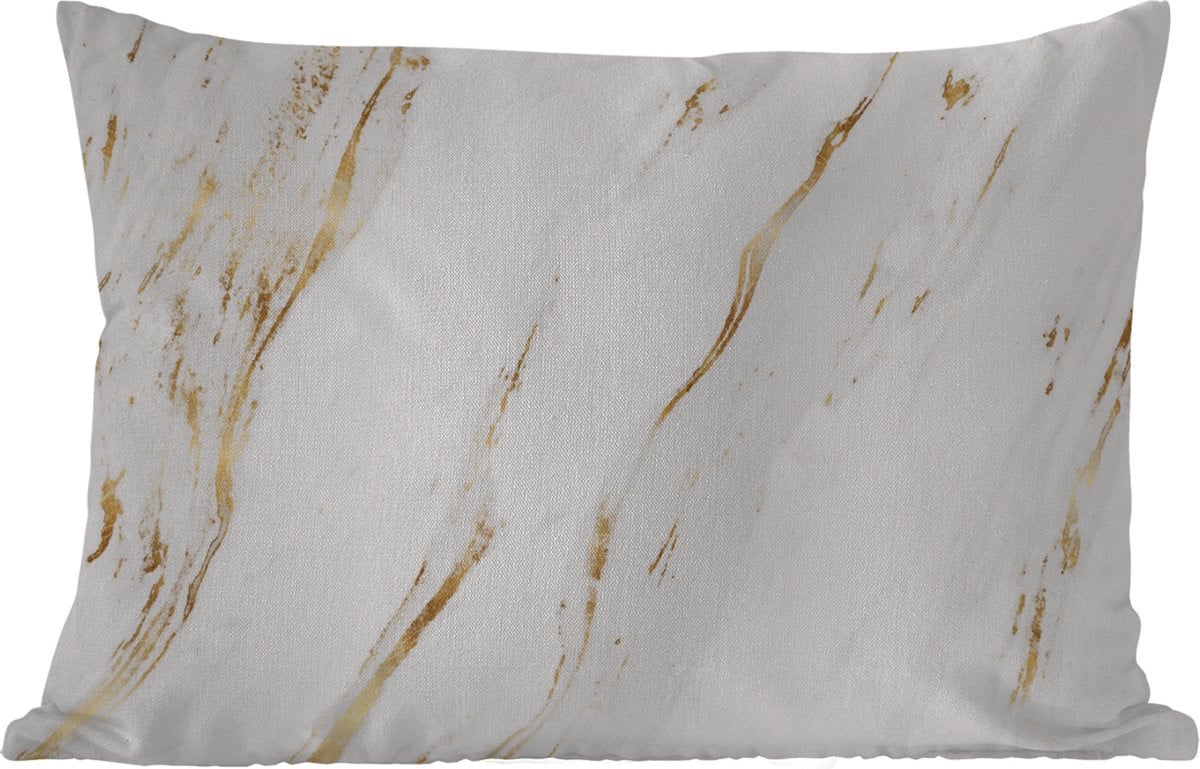 Weerbestendige buitenkussens met marmerprint in wit en goud, 60 x 40 cm
