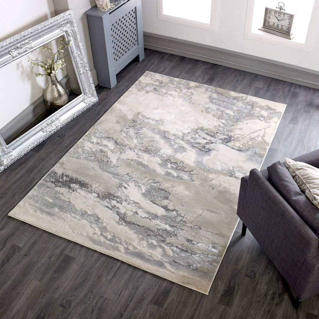 Hykkon Aurora AU02 Cloud Metallic Area Rug Silver Rectangle 160 x 230 cm