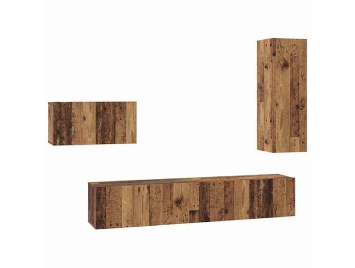 hliofuir TV Schrank Hängend Set 4-tlg Lowboard Wandboard Altholz-Optik Vielseitige Wandkombination mit Klappen und Fächern für Ordnung und Medien im Wohnzimmer sowie modernen Apartments.