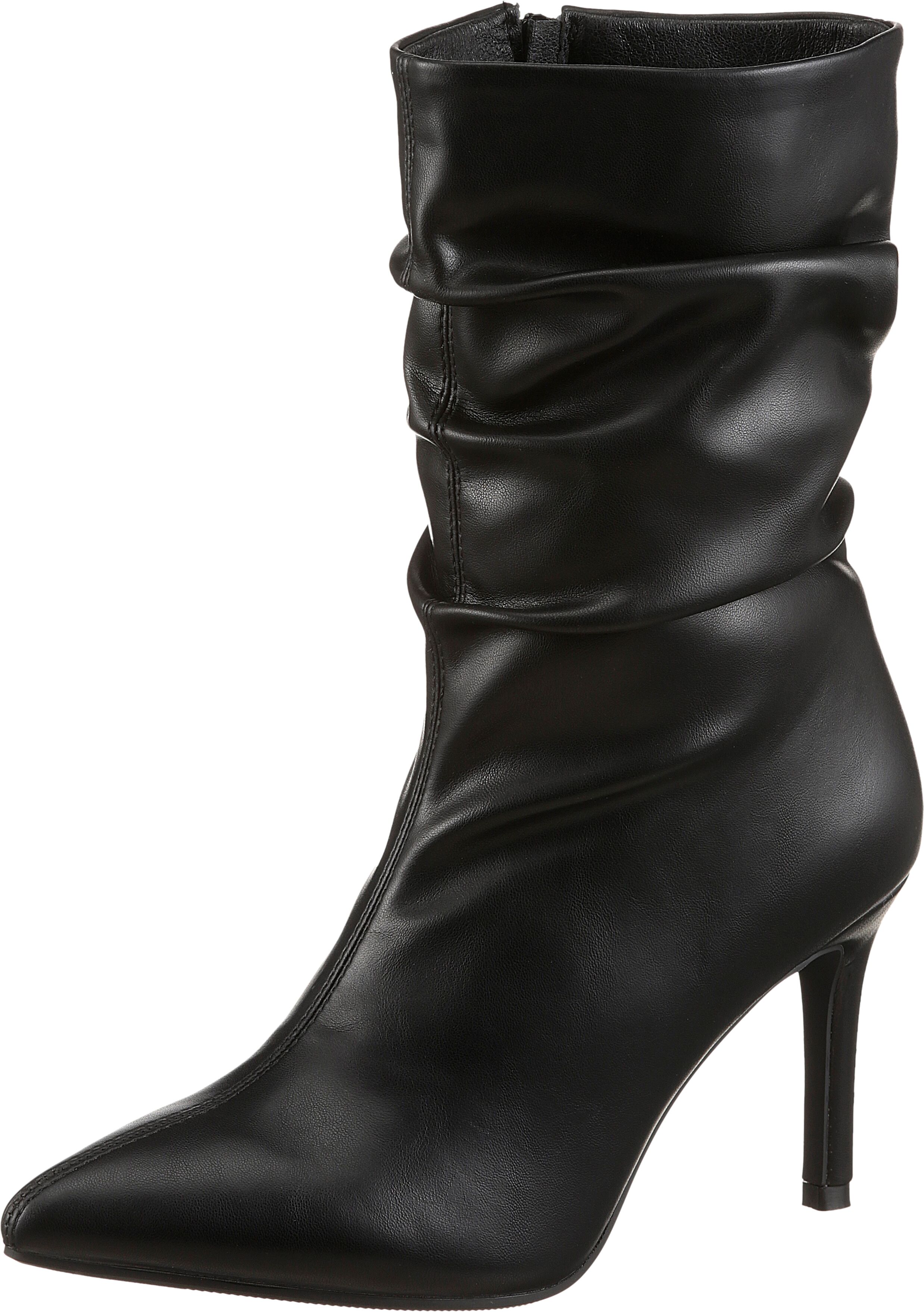 Stiefelette ANISTON SHOES, Damen, Gr. 37, Textil, schwarz, Lederimitat, Schuhe Stiefelette, mit Raffungen am slouchy Schaft