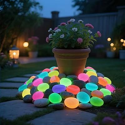 30er-Packung extra große leuchtende Kieselsteine, 1,77 Zoll Durchmesser, dekorative Steine für Garten und Landschaft, leuchtende Steine für Aquarien, sternenklare Nachtlichtsteine für romantische