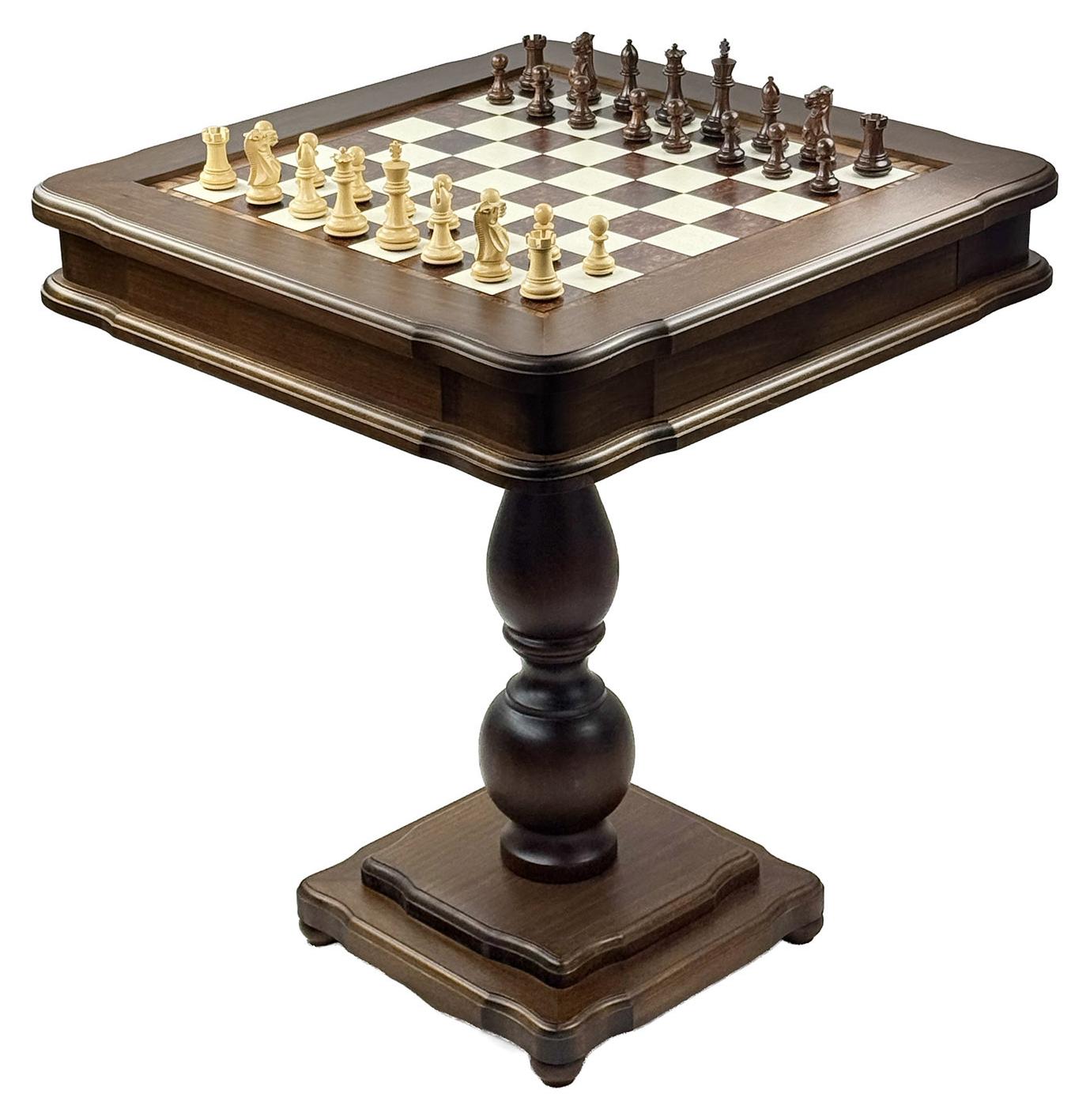 Exklusiver Italfama Spieltisch Set - Staunton Palisander Figuren, Backgammon 58x58 cm