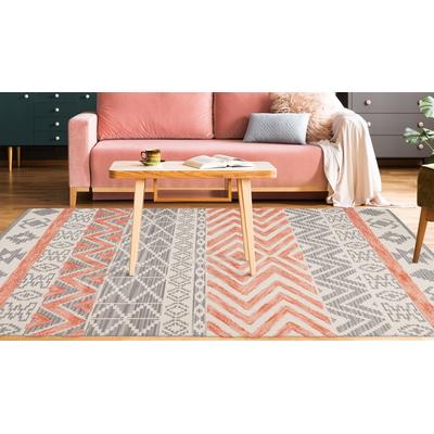 Teppich ARTE ESPINA "Ethnie 100", orange (grau, apricot), B:160cm H:10mm L:230cm, Baumwolle, Teppiche, Teppich, 3D-Design, Kurzflorteppich, Ethno-Design