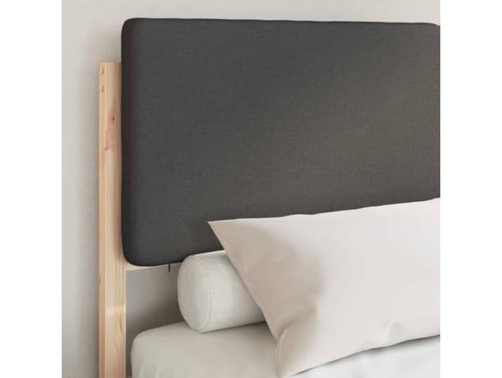 KTHLBRH Bett aus Massivholz, dunkelgrau, 135 x 190 cm Gepolstertes Kopfteil, Lattenrost im Lieferumfang enthalten, kein Boxspring, einfach zu montieren